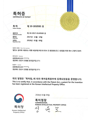 Patent certificate (boiler tube welding related) 